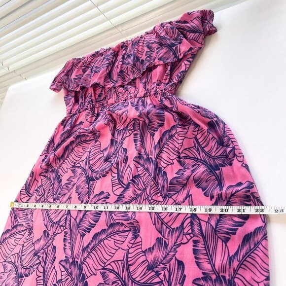 Women's Tropical Print Ruffled Dress with Adjustable Straps Size M-9 Juniors - Picture 8 of 13